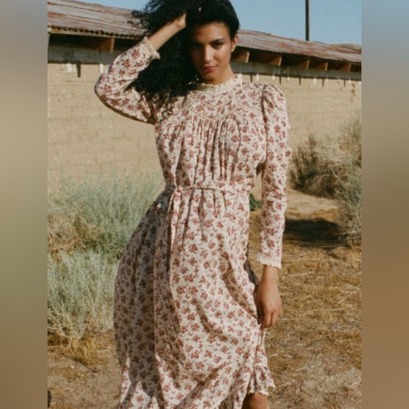 Doen Dresses & Skirts - Doen Gabrielle Dress In Burgundy Songbird Toile Size Small Pre-loved